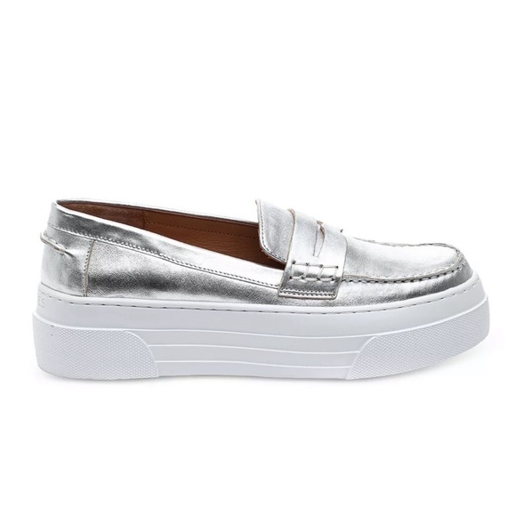 J/SLIDES Shoes - NWT J/SLIDES AVA Silver Slip On Platform Loafer Sneakers